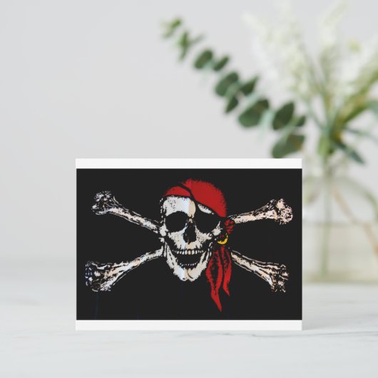Piratenschädel und Kreuzknochen Postkarte (Stehend Vorderseite)