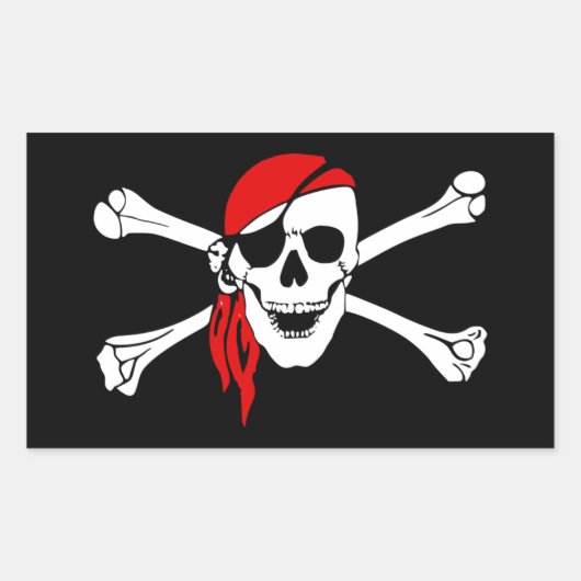 Piratenschädel und Kreuzknochen Rechteckiger Aufkleber (Vorderseite)