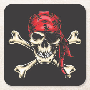 Piratenschädel und Kreuzknochen Rechteckiger Pappuntersetzer