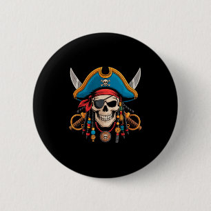 Piratenschädel und Kreuzknochen Skelettkehl zu Hal Button