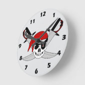 Piratenschädel und Schwerter Design Runde Wanduhr (Winkel)