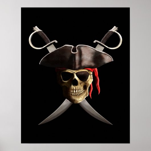 Piratenschädel und Schwerter Poster (Vorne)