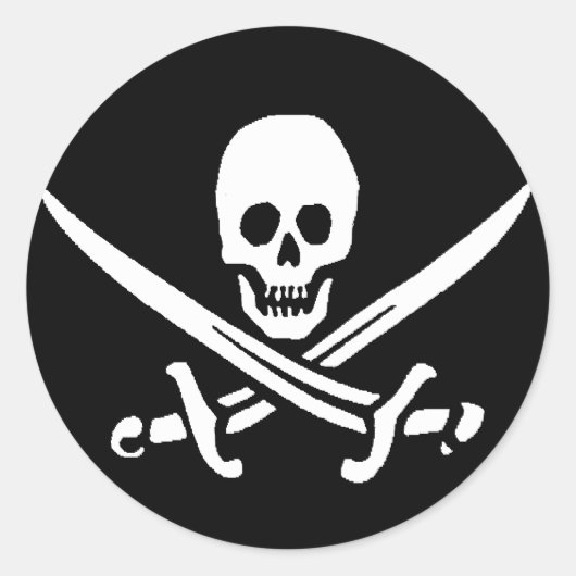 Piratenschädel und Schwerter Runder Aufkleber (Vorderseite)