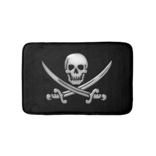 Piratenschädel und Schwertkreuze Badematte