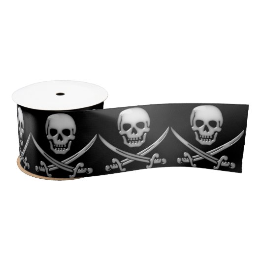 Piratenschädel und Schwertkreuze Satinband (Spule)