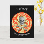 Piratenschädel zum Geburtstag Karte (Gelbe Blume)