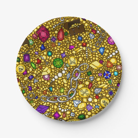 Piratenschatzkasten-Partypapier-Teller Pappteller (Vorderseite)