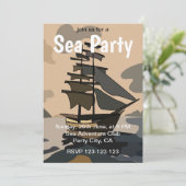 Piratenschiff-Adventure Pirate Sea Party Einladung (Stehend Vorderseite)
