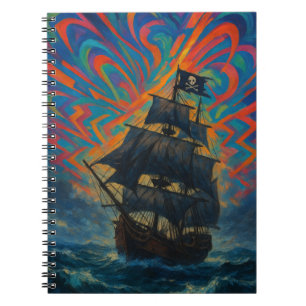 Piratenschiff Amidst Stormy Sea Notizblock