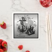 Piratenschiff & Anchor Black Silhouette Napkins 2 Serviette (Beispiel)