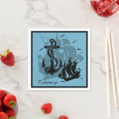 Piratenschiff & Anchor Black Silhouette Napkins 3 Serviette (Beispiel)