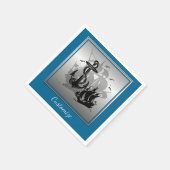 Piratenschiff & Anchor Black Silhouette Napkins 4 Serviette (Ecke)