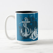 Piratenschiff & Anchor Tasse der weißen Silhouette (Links)