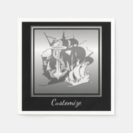 Piratenschiff & Anchor Weiße Silhouette Napkins 2 Serviette