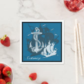 Piratenschiff & Anchor Weiße Silhouette Napkins Serviette (Beispiel)