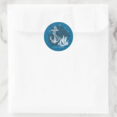 Piratenschiff & Anchor Weiße Silhouette Runder Aufkleber (Tasche)