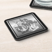 Piratenschiff & Anchor Weiße Silhouette Untersetze Getränkeuntersetzer (Linke Seite)