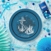 Piratenschiff & Anchor White Silhouette Paper Tell Pappteller (Party)