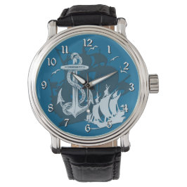 Piratenschiff & Anchor White Silhouette Watch Armbanduhr