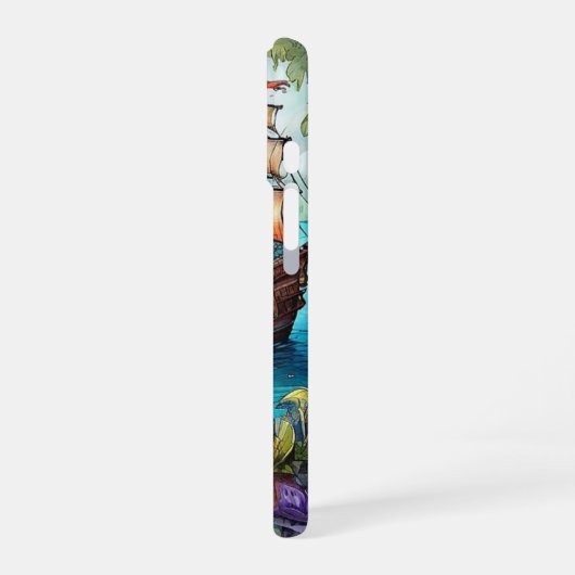 Piratenschiff Ankunft auf einer tropischen Insel iPhone 16 Hülle (Linke Seite)