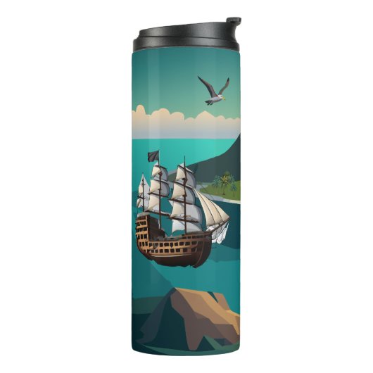 Piratenschiff auf der Schatzinsel Thermosbecher (Nach links gedreht)
