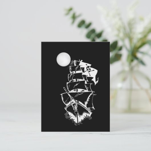 Piratenschiff auf hoher See Postkarte (Stehend Vorderseite)