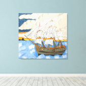 Piratenschiff auf See auf Leinwand (Insitu (Holzboden))