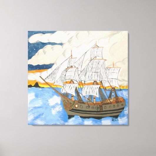 Piratenschiff auf See auf Leinwand (Vorderseite)