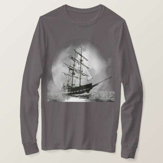 Piratenschiff aus dem Nebelmond-T - Shirt segeln (Design vorne)