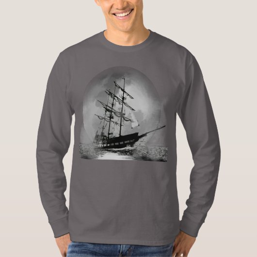 Piratenschiff aus dem Nebelmond-T - Shirt segeln (Vorderseite)