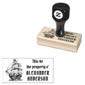 Piratenschiff aus Holz Briefmarke personalisieren Gummistempel (Stempel)