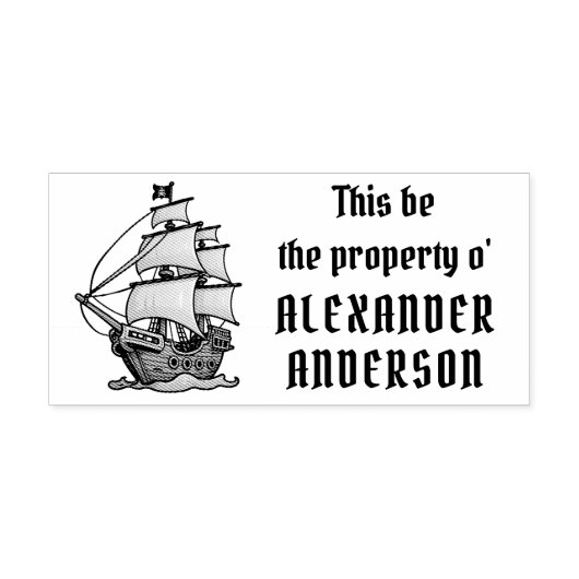 Piratenschiff aus Holz Briefmarke personalisieren Gummistempel (Prägung)