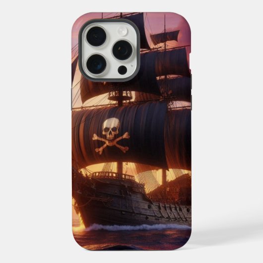 Piratenschiff bei Sonnenaufgang/Sonnenuntergang iPhone Hülle (Rückseite)