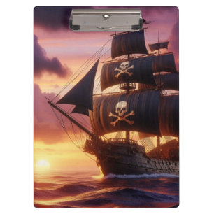 Piratenschiff bei Sonnenaufgang/Sonnenuntergang Klemmbrett