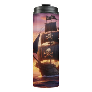 Piratenschiff bei Sonnenaufgang/Sonnenuntergang Thermosbecher