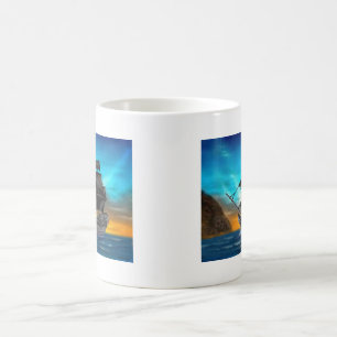 PIRATENSCHIFF BEI SONNENUNTERGANG KAFFEETASSE