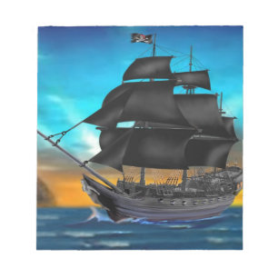PIRATENSCHIFF BEI SONNENUNTERGANG NOTIZBLOCK