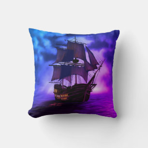 Piratenschiff blaues und lila Kissen nautisches Me