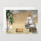 Piratenschiff, das einen Schatz entdeckt Postkarte (Vorne/Hinten)