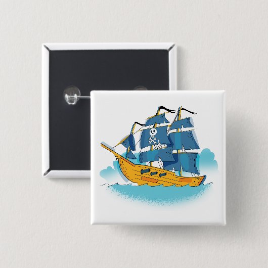 Piratenschiff des niedlichen Cartoon Button (Vorne & Hinten)