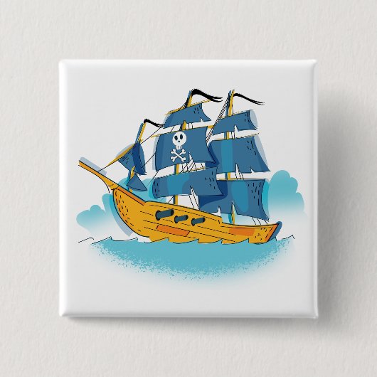 Piratenschiff des niedlichen Cartoon Button (Vorderseite)