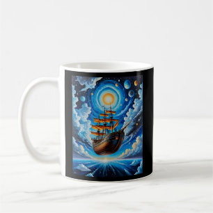 Piratenschiff durch kosmischen Himmel Kaffeetasse