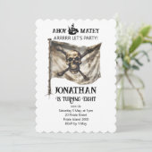 Piratenschiff-Flagge Geburtstagseinladung Einladung (Stehend Vorderseite)