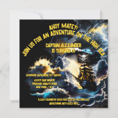Piratenschiff-Flagge Sturmsee nautische Nacht Einladung (Vorderseite)
