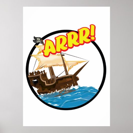 Piratenschiff Funny Cartoon Poster (Vorne)