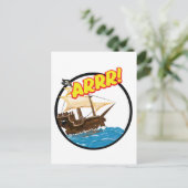 Piratenschiff Funny Cartoon Postkarte (Stehend Vorderseite)