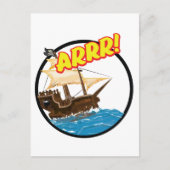 Piratenschiff Funny Cartoon Postkarte (Vorderseite)