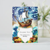 Piratenschiff für Kinder zum Geburtstag Dankeskarte (Stehend Vorderseite)