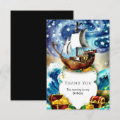 Piratenschiff für Kinder zum Geburtstag Dankeskarte (Vorne/Hinten)