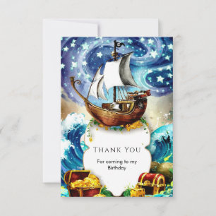 Piratenschiff für Kinder zum Geburtstag Dankeskarte